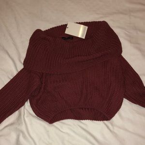 Cropped off the shoulder knit sweater